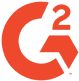 Logotipo G2 con formas rojas sobre fondo gris