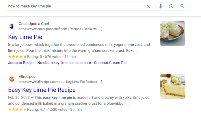 Cómo funcionan las búsquedas: Ejemplo de clasificación de Google