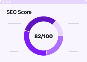 La pantalla de puntuación SEO muestra 82 sobre 100.