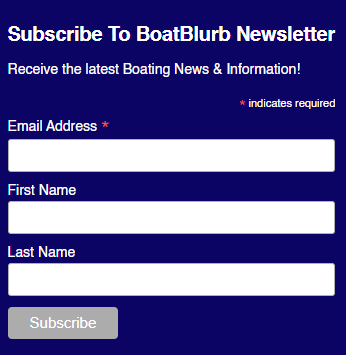 un cartel azul que dice subscribe to boatblurb newsletter
