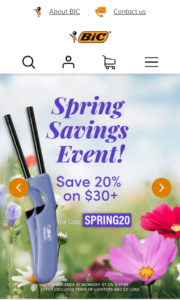 en el sitio web de bic se anuncia una campaña de ahorro de primavera